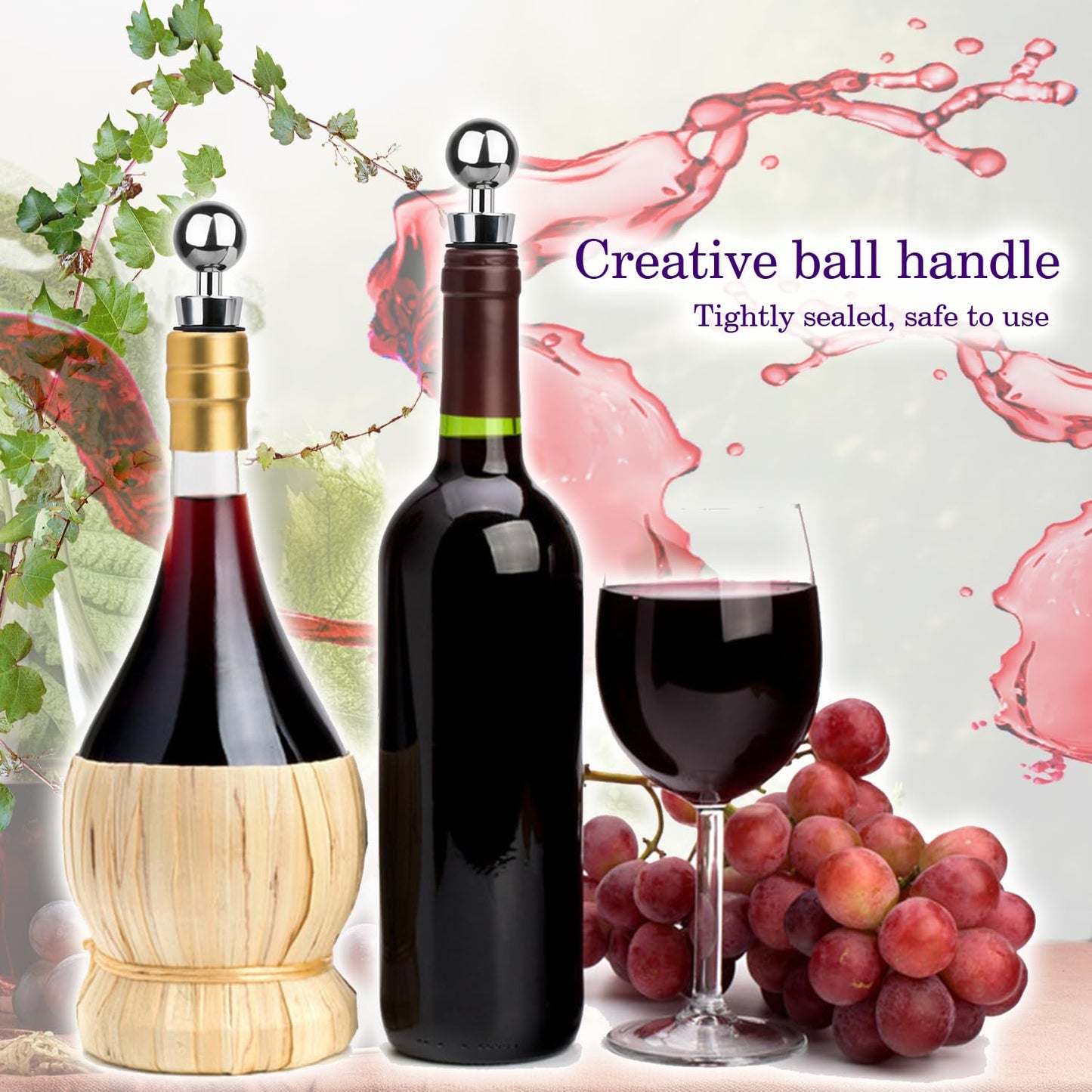 3 Pcs Wine Stopper Bottle Stopper Wine Saver, Yimerlen Silicone Vacuum Wine Bottle Corks, Reusable Wine Stopper Used for Bar, Holiday Party Keep Wine Fresh Suitable for Standard Bottle (Silver)