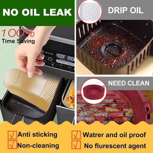 Bella Air Fryer Liners - Disposable Parchment Paper for 4Qt Slim Air Fryer | 100 Pcs Rectangular