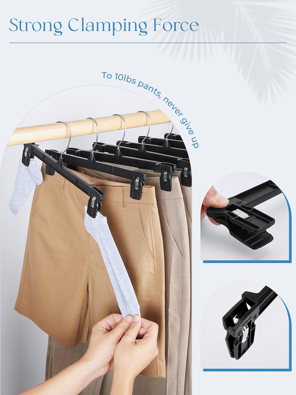 Smartor Pants Hangers - 30 Pack Black Clips with 360° Hooks for Heavy-Duty Trousers & Skirts | 12 Inch
