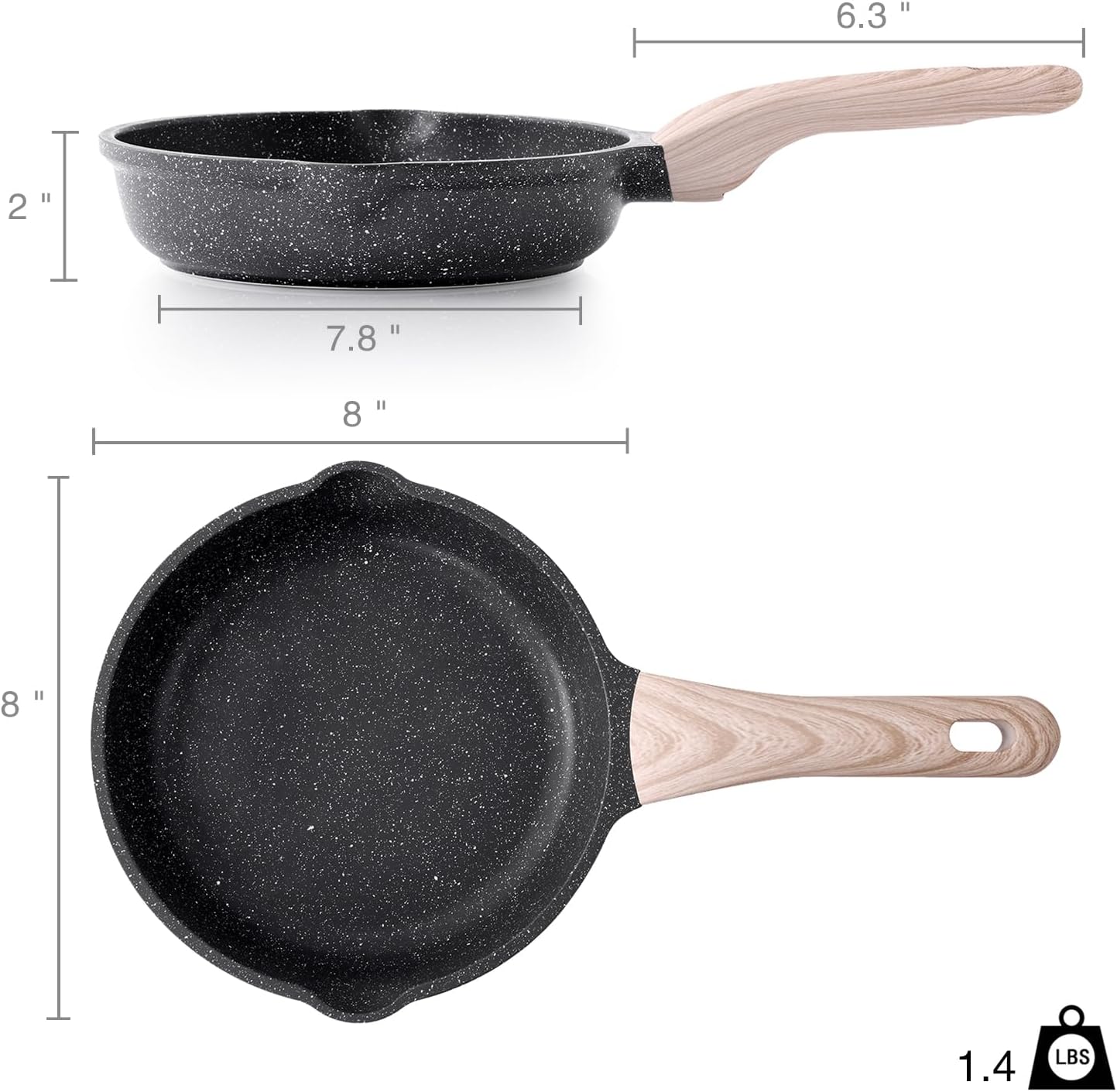 Kordisen Nonstick Frying Pan - 8 Inch Healthy Omelet Skillet | Induction Compatible & PFOA Free