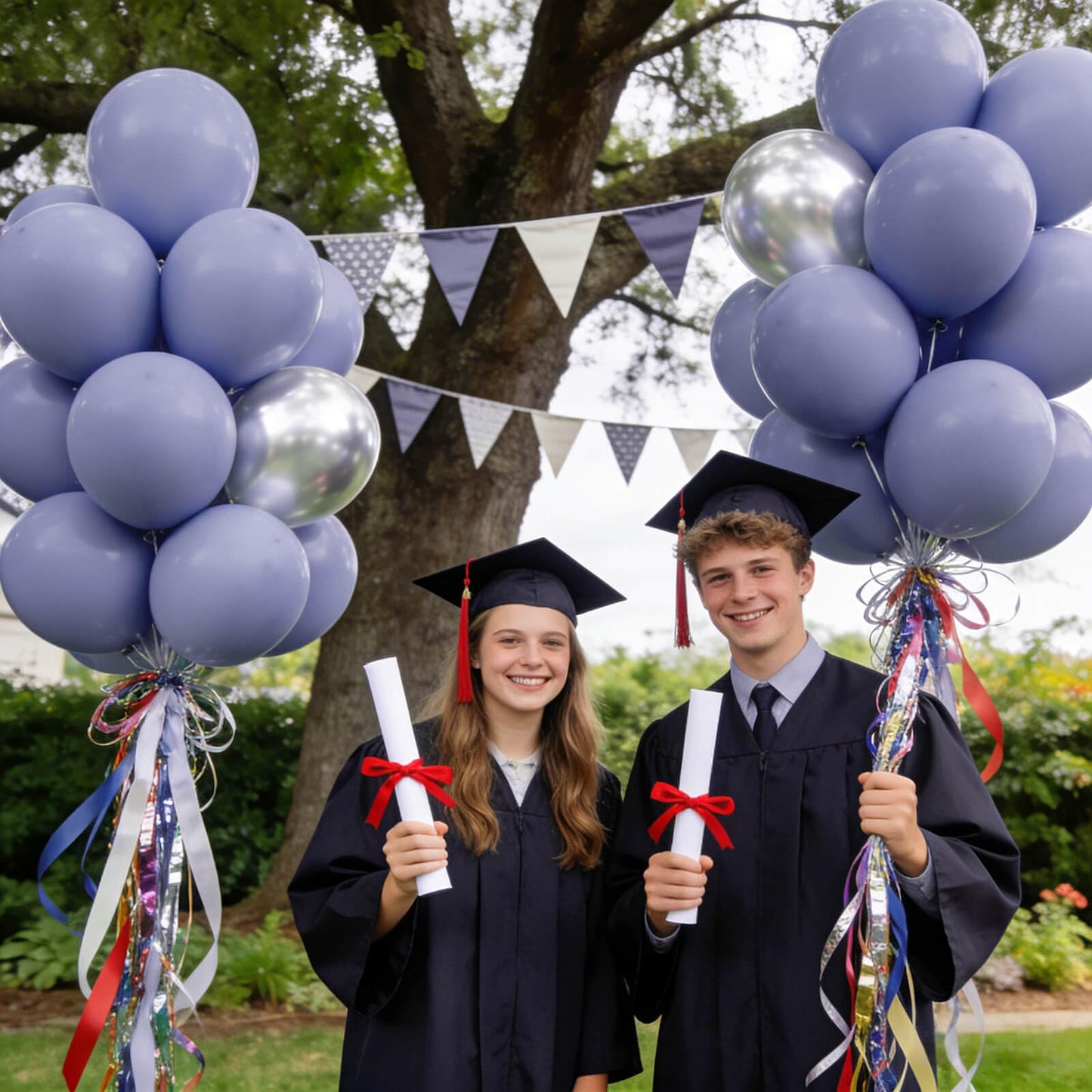 110pcs Dusty Blue Balloon 12 Inch, Blue Latex Balloons for Birthday Party Baby Shower Wedding(with 2 Ribbons).