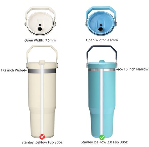 Joshey 8-Pack Replacement Straws for Stanley IceFlow 2.0 Flip Tumbler 30oz (Only) | Fit Stanley IceFlow Flip Straw Lid | BPA-Free Drink Straws with 2 Cleaning Brushes, IceFlow 2.0 Accessories Parts
