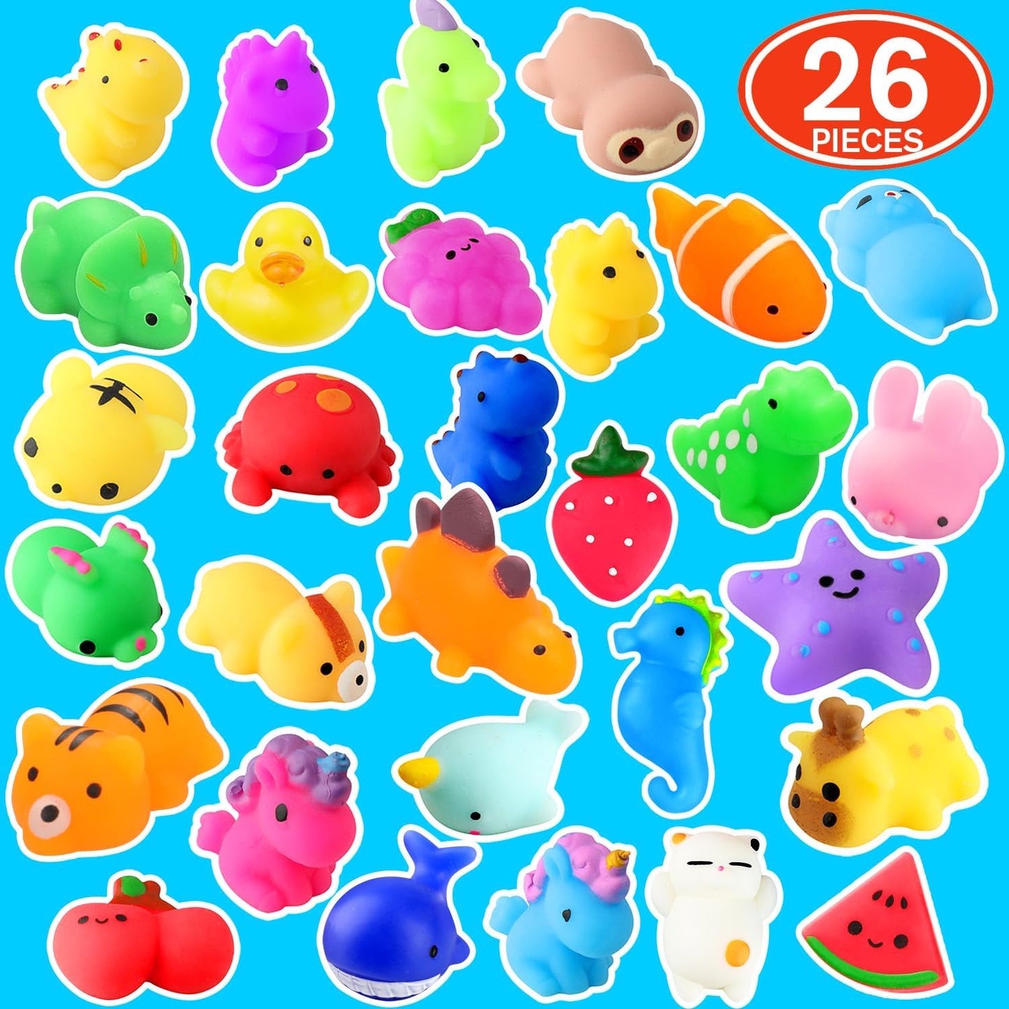 Nobasco Squishies | 26-Pack Mochi Cat Squishy Toys - Kawaii Slow Rising Stress Relievers