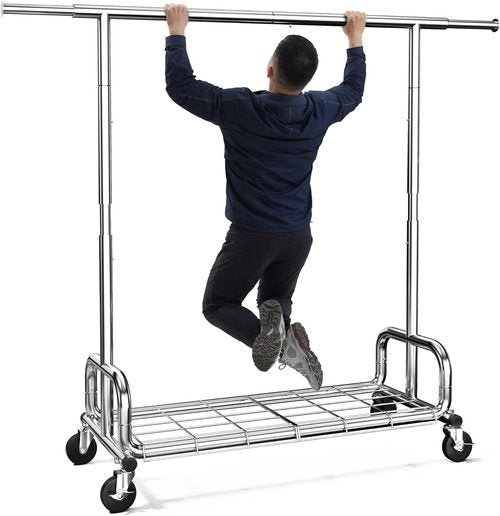HOKEEPER Heavy Duty Clothes Rack - Adjustable Portable Garment Rack with Lockable Wheels | 68.89"H x 70.86"W x 20"D