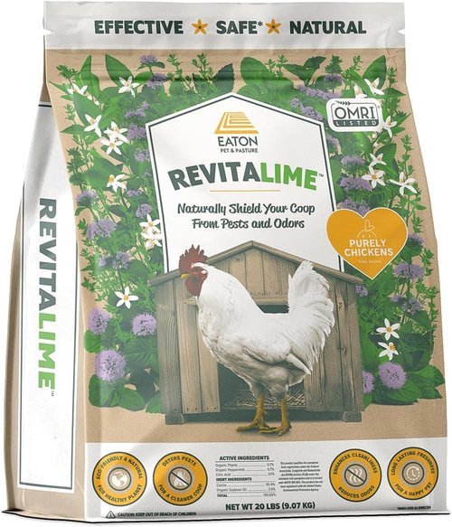 Eaton Pet and Pasture Revitalime - All-Natural Coop Freshener & Pest Eliminator | Reduces Ammonia & Moisture | Safe for Chickens (20 lbs)