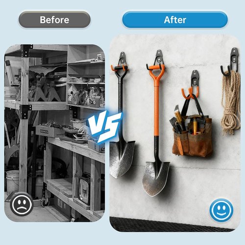 GeeWatom Garage Storage Utility Hooks - Durable Steel Wall Mount Tool Organizer | 2 Pack (Black)