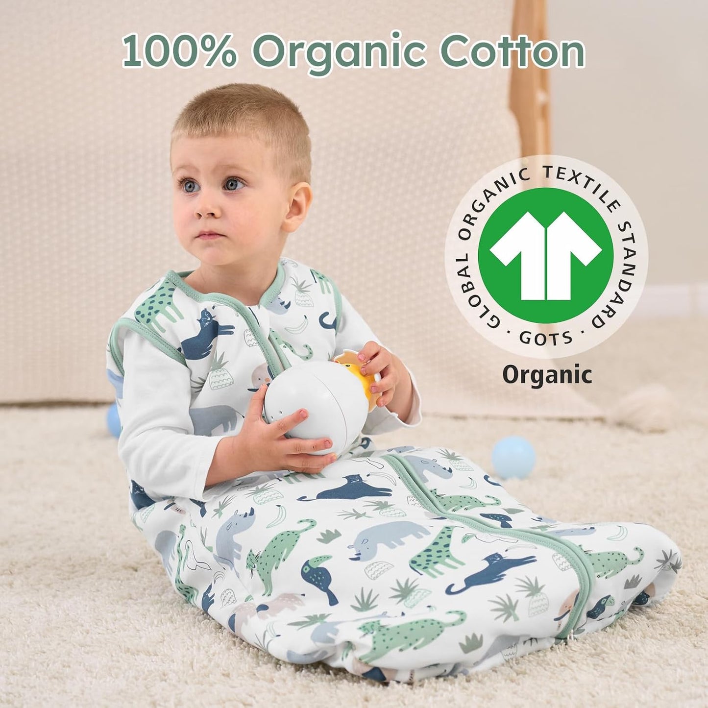 Yoofoss Baby Sleep Sack - 1.5 Tog Wearable Blanket for 6-12 Months | 100% Organic Cotton, Soft & Warm