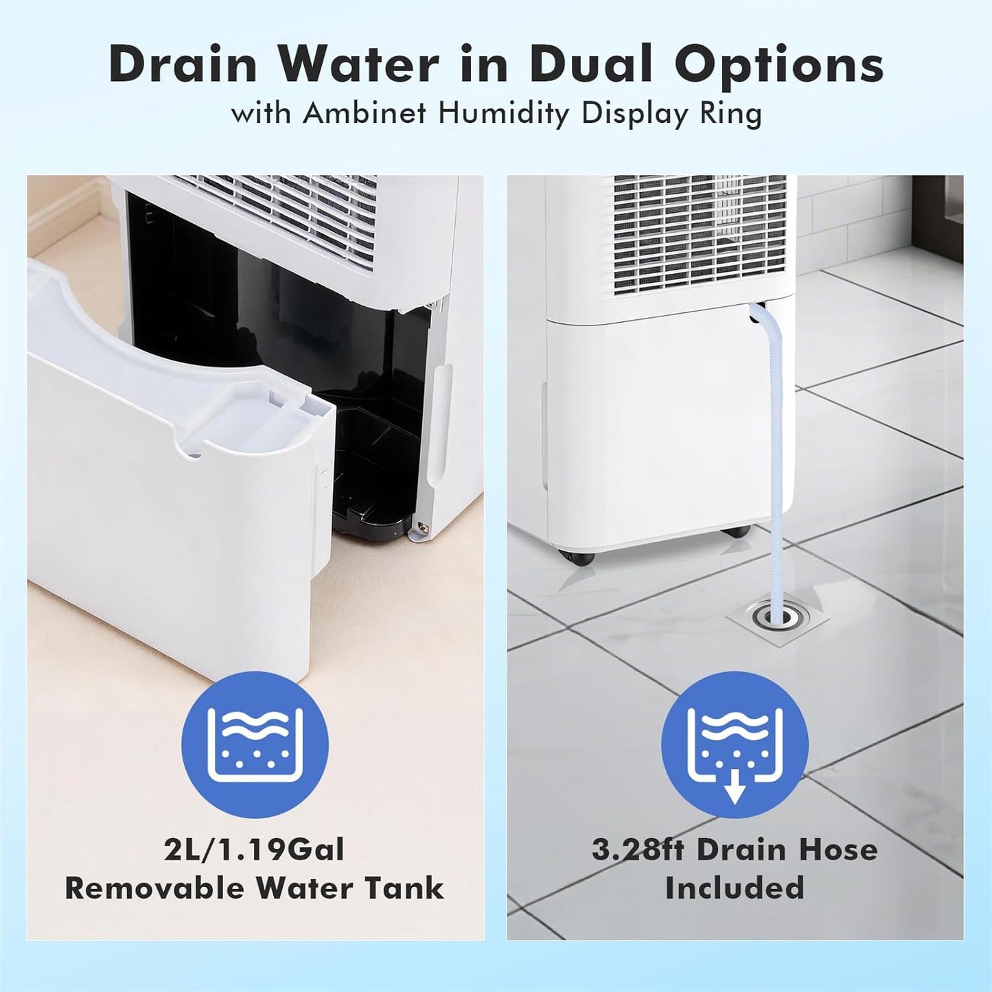 NEWBULIG 30-Pint Dehumidifier - Smart Humidity Control for 2,000 Sq.Ft | Quiet 38dB Operation, Ideal for Home & Basement