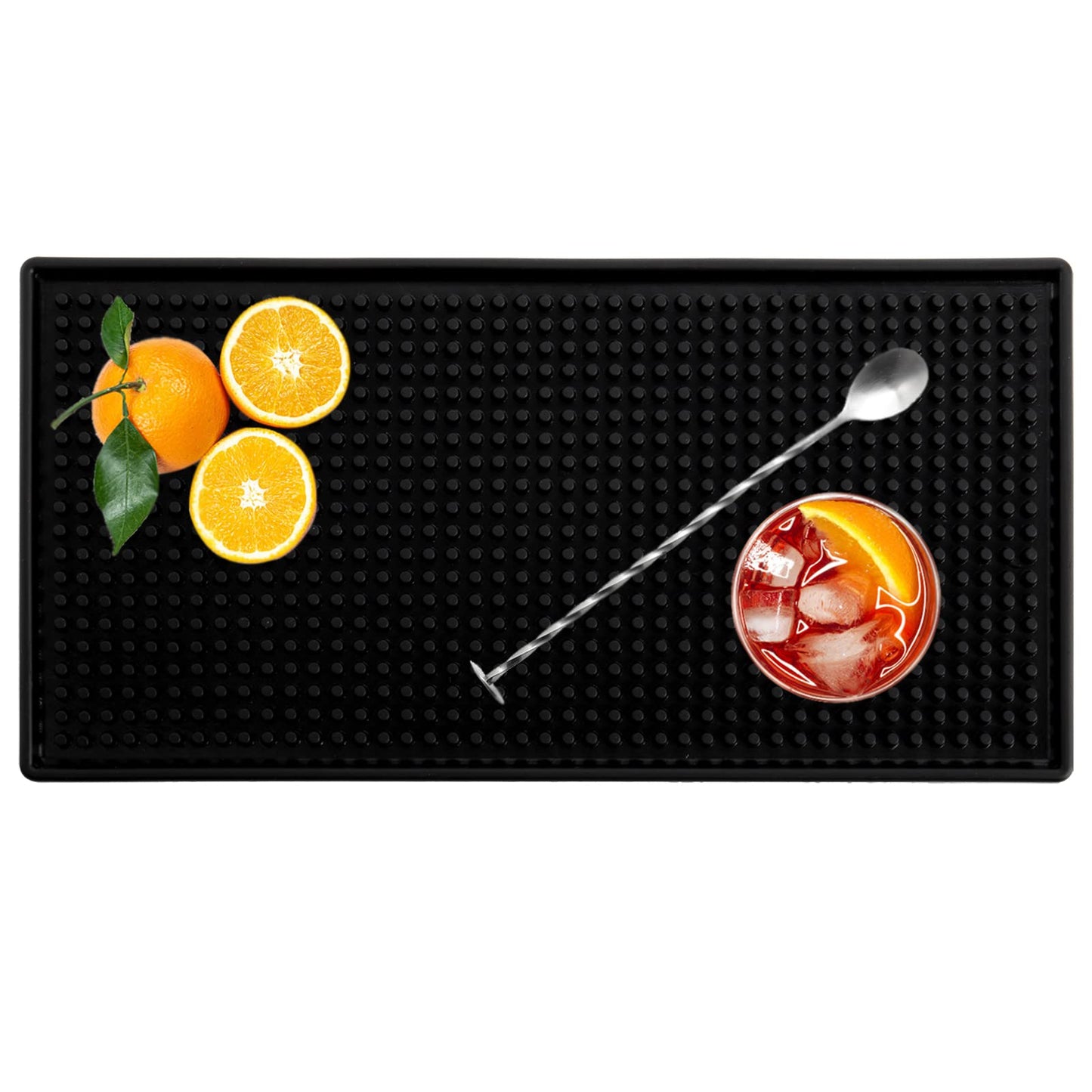 Tebery 2 Pack Rubber Bar Mats, Non-Slip 12 x 6 Inch Black Bar Service Spill Mat for Glassware, Dish Cocktail Drying Mat for Countertop, Bar, Restaurant, Kitchen, Coffee Shop