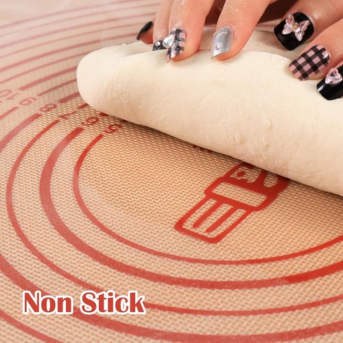 Folksy Super Kitchen Non-Slip Silicone Pastry Mat - Extra Large 16'' x 26'' with Measurements for Baking & Rolling Dough