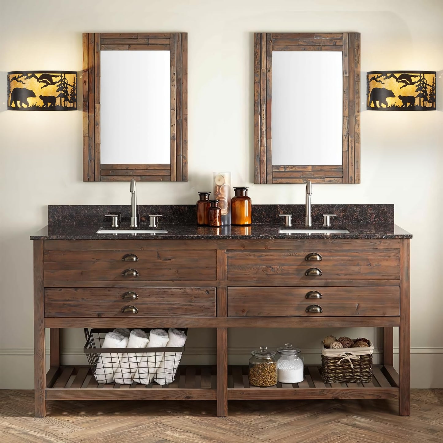 MLGB Farmhouse Bear Wall Sconces, E12 Base Rustic Industrial Wall Lights for Bedroom, Living Room, Hallway, Stairway, and Porch Lighting