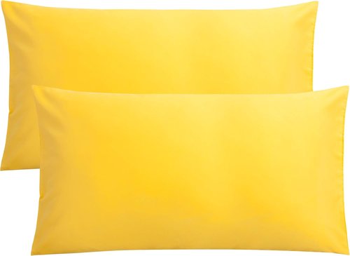 FLXXIE King Pillow Cases - Soft Microfiber Covers, Wrinkle & Stain Resistant, 20x36, Yellow - Set of 2