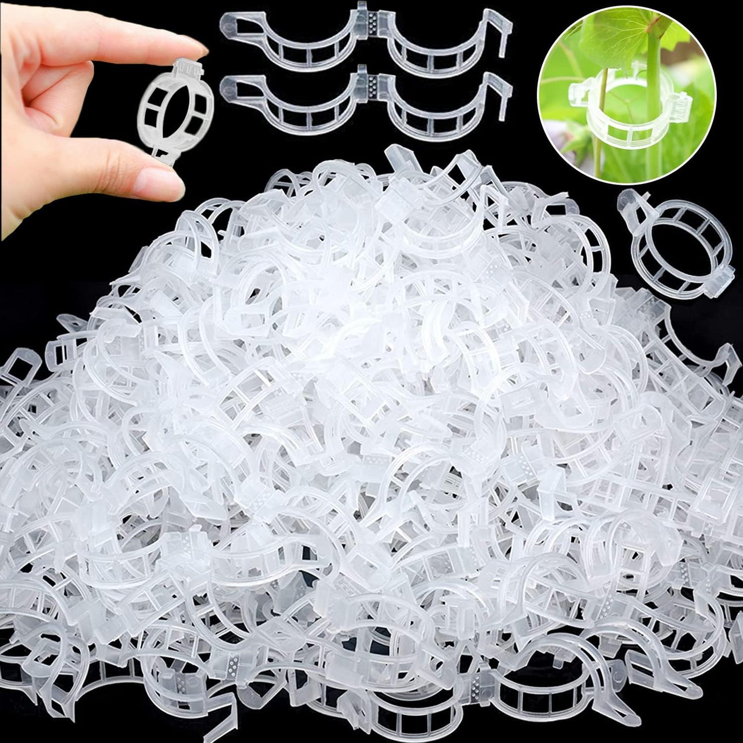 Skiennix Plant Support Clips - 300 PCS Garden Trellis Clips for Healthy Upright Growth of Vines, Vegetables, and Fruits