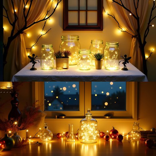 FMMTHQ 6Pack Fairy Lights Battery Operated -3.3ft 10 LED Silver Wire Firefly Mini Lights for Mason Jars DIY Crafts Christmas Wedding Party Centerpiece Table Decor
