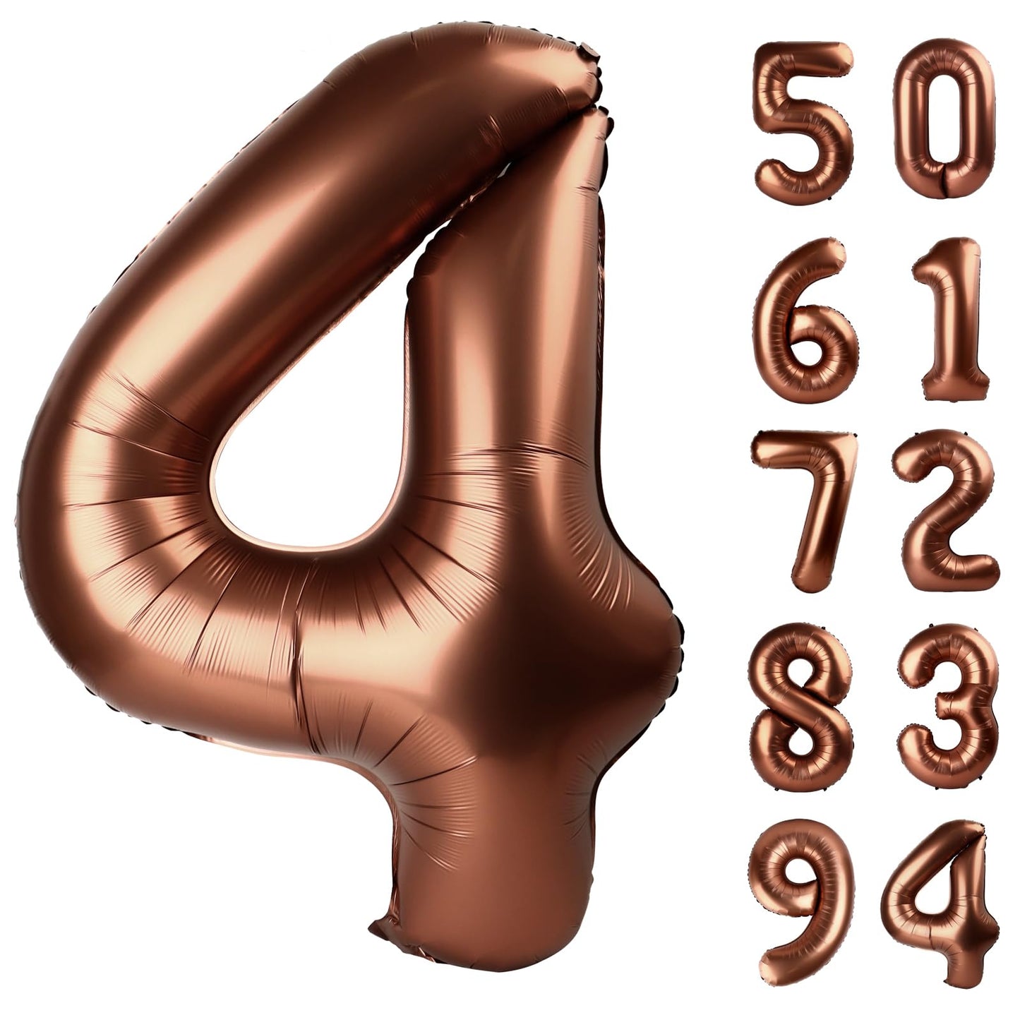 Dark Brown 4 Balloon, Coffee Brown Number Balloons 40 Inch, 4th Chocolate Party Decorations, Four Large Numbers for Party Decor, Number 4 Balloon