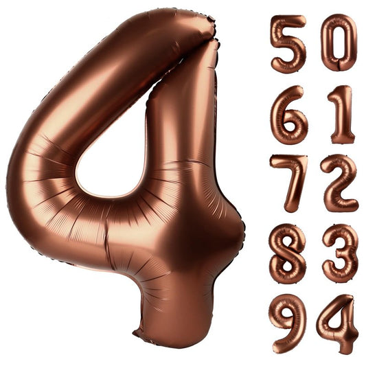 Dark Brown 4 Balloon, Coffee Brown Number Balloons 40 Inch, 4th Chocolate Party Decorations, Four Large Numbers for Party Decor, Number 4 Balloon