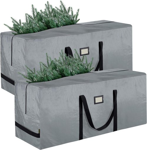 BALEINE Christmas Tree Storage Bag - Heavy Duty Extra Large for 9 ft Trees | Grey, 2-Pack with Reinforced Handles & Dual Zippers