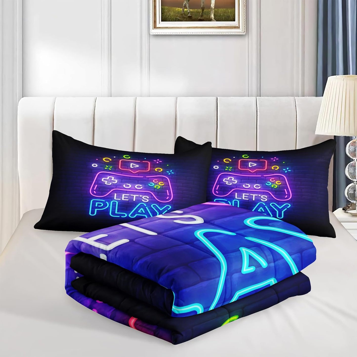 Football Comforter Sets,6 PCS Football Bedding Set,Kids Comforter Sets for Boys,Twin Black and Gold Bed Sets for Boys,Bed in A Bag with Sheets