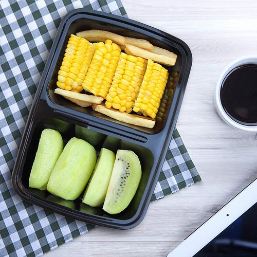 Enther Meal Prep Containers - 20 Pack 2-Compartment Bento Boxes | BPA Free, Stackable & Reusable | 32 oz, Microwave/Dishwasher Safe