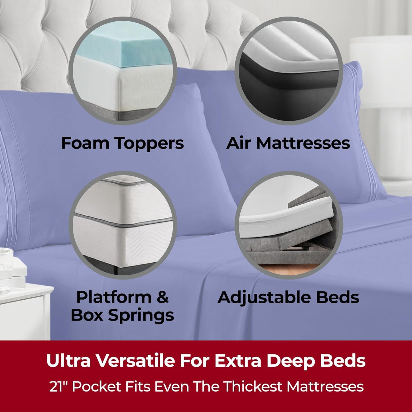 Mellanni Extra Deep Twin XL Sheets - Hotel Luxury Bedding | Ultra Soft, Cooling, Wrinkle & Stain Resistant (Royal Blue)