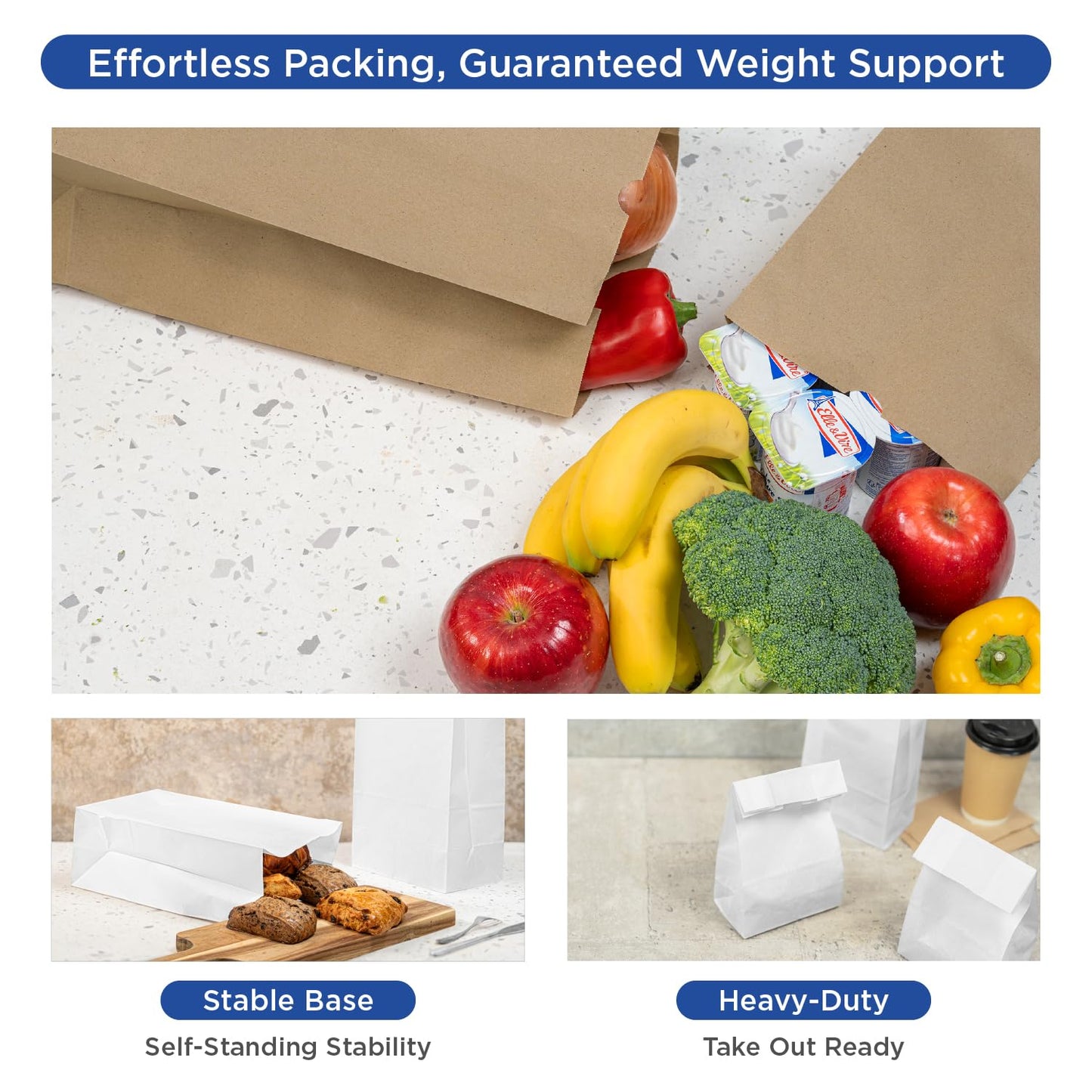 Karat 4lb Paper Lunch Bags - White, 2,000 Count - Versatile Paper Bags for Small Business, Snacks, Popcorns or Party Favor - Sturdy, Self-Standing, Reusable