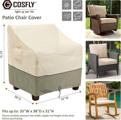 COSFLY Waterproof Outdoor Furniture Patio Chair Covers - Deep Seat Protection | Fits Up to 35W x 38D x 31H Inches (2 Pack)
