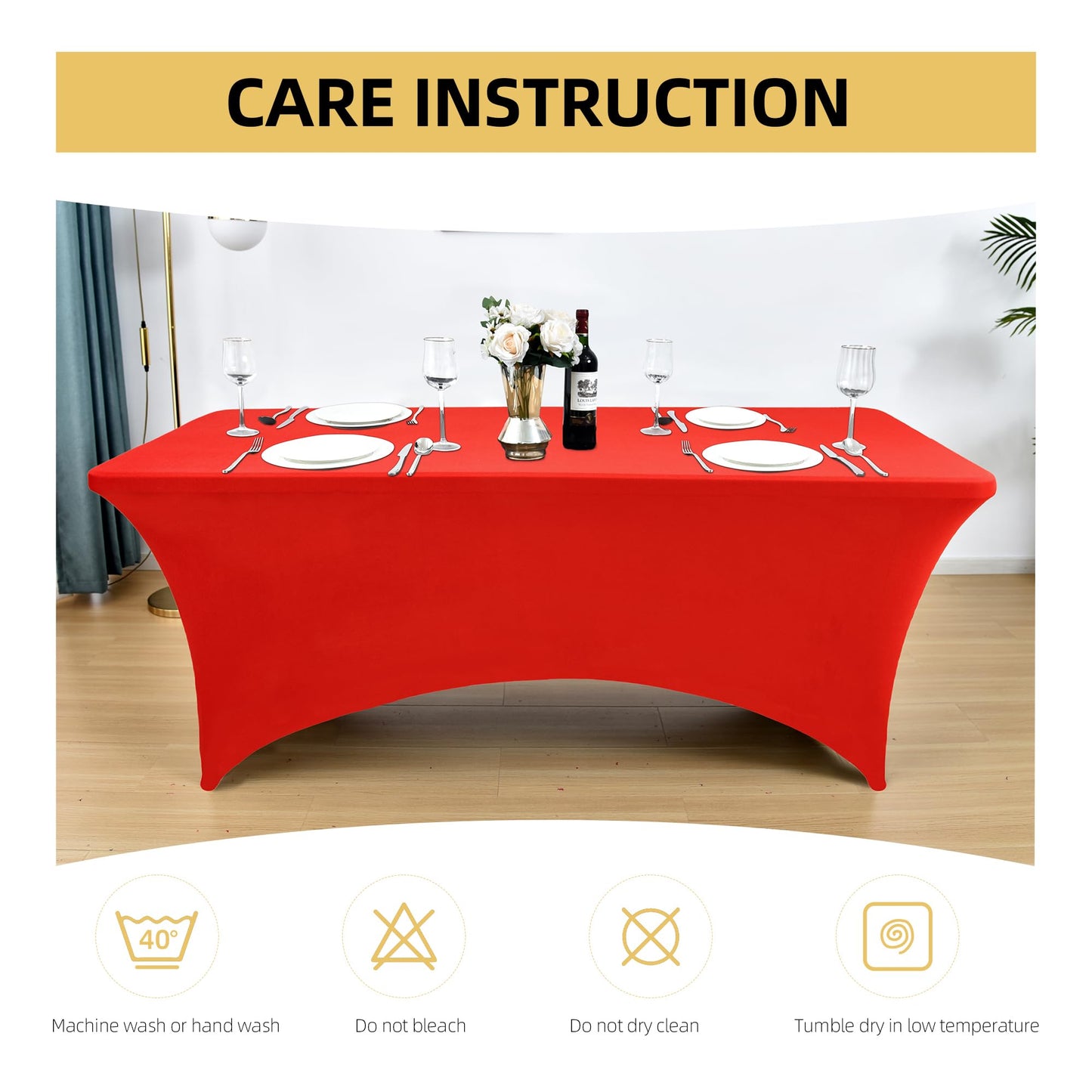 ZarzaaSik 10-Pack 6ft Red Spandex Table Covers for Rectangle Standard Folding Tables - Wrinkle Resistant Stretch Tablecloths - Ultimate Fitted Table Protector for Parties, Banquet, Wedding