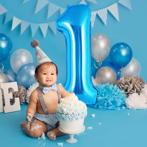 Blue Number 1 Balloon 40 Inch, Big Large Foil Helium Number Balloons, Jumbo Giant Mylar Number 1 Balloons for 1 first Birthday Party Decorations Supplies Anniversary Celebration