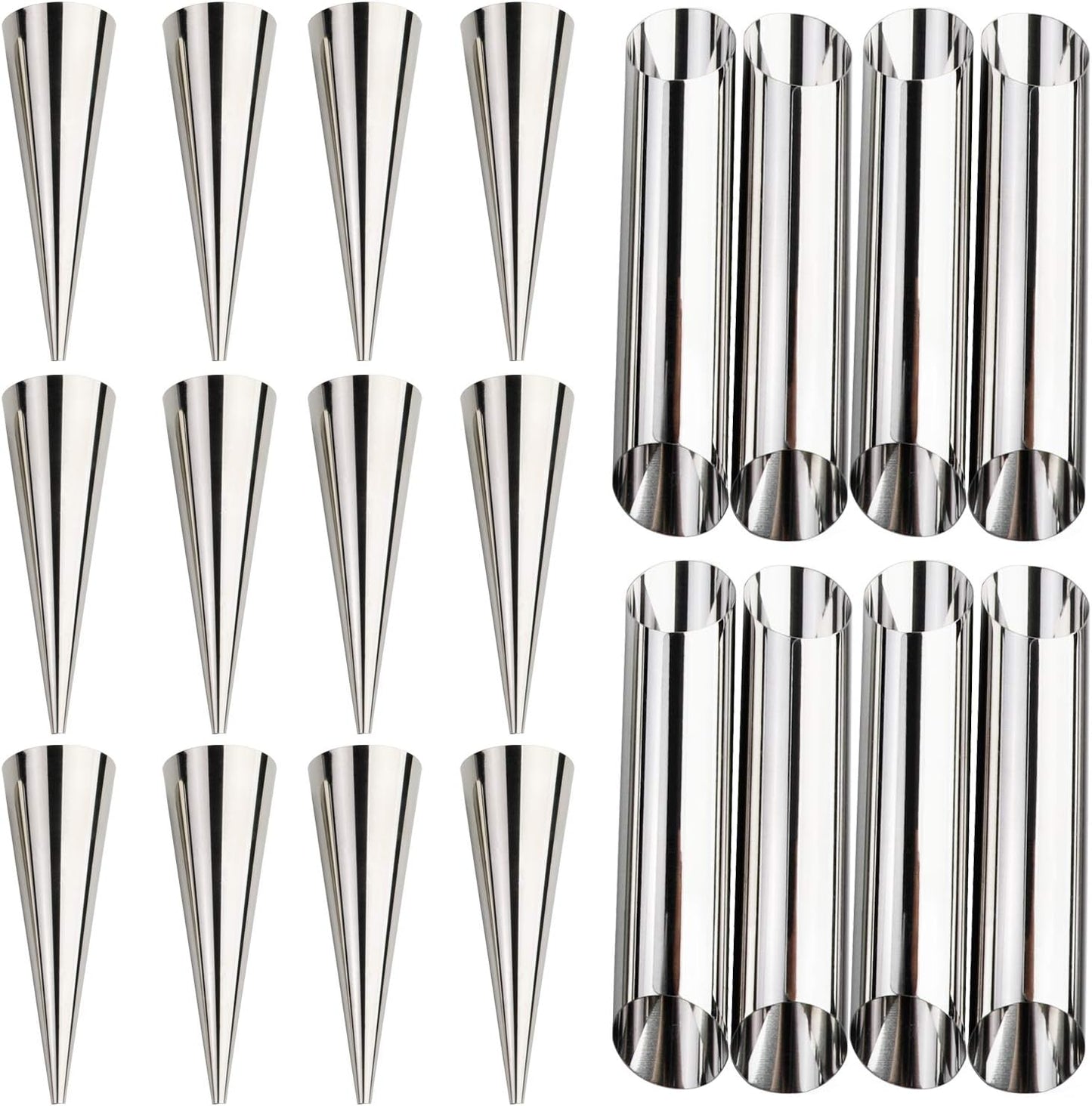 Skiennix Stainless Steel Cream Horn Molds - Perfect for Cannoli & Croissant Baking | Set of 4