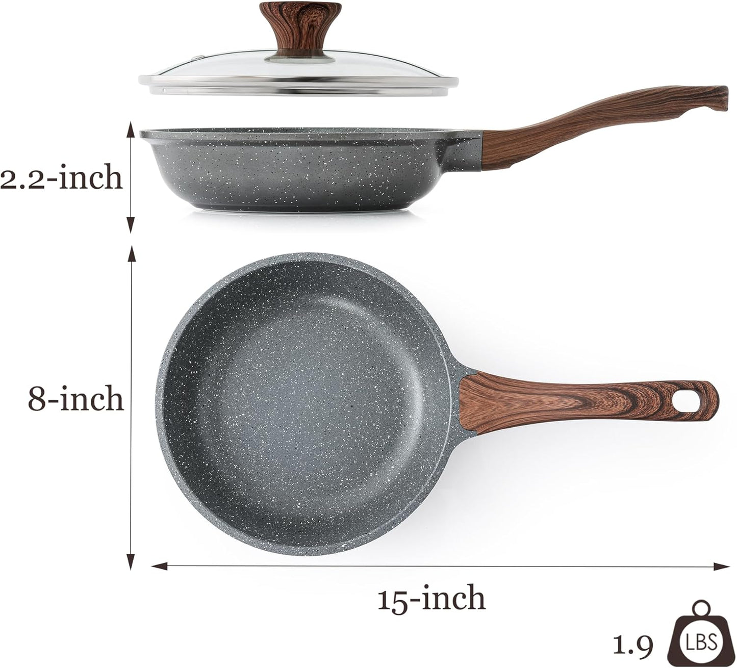 SENSARTE Nonstick Frying Pan - Healthy Omelet Skillet with Glass Lid, 8-Inch PFOA Free Cookware