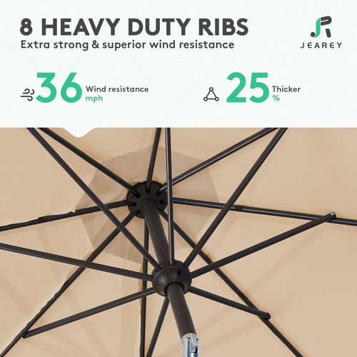 JEAREY 10FT Outdoor Patio Umbrella - UV Protection & Waterproof with Push Button Tilt | Beige