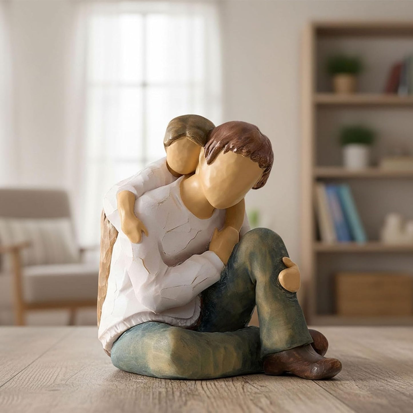 NAN ZAI NAN FANG Father-Daughter Figurine - Personalized Resin Sculpture for Dad | 4.7" Hand-Painted Gift