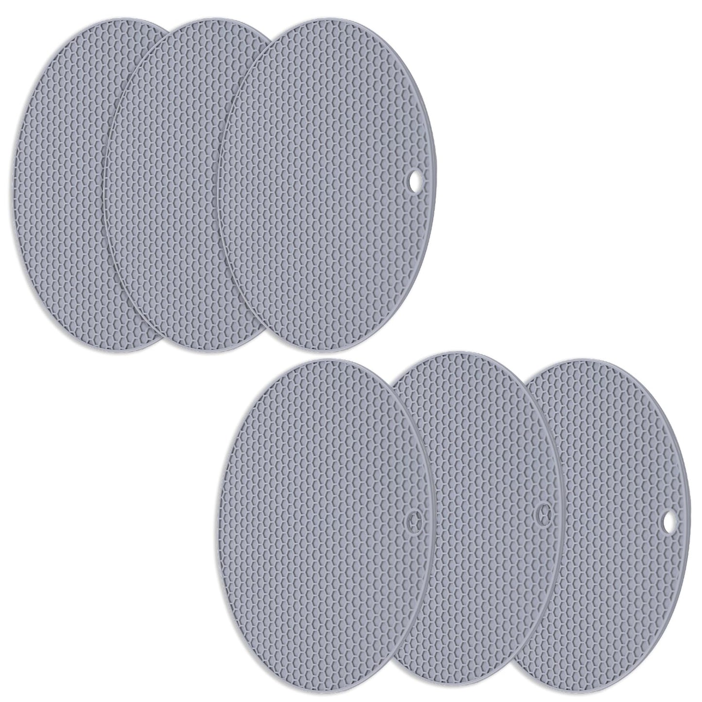 Trivets for Hot Dishes, [6 Pack] Silicone Trivet Mats, Multipurpose Non-Slip Heat Resistant Hot Pads for Kitchen Potholders, Hot Dishers, Jar Opener, Spoon Holder, Food-Grade Silicone & BPA-Free