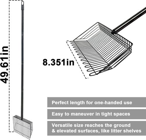 Chicken Poop Scooper - 2-in-1 Stainless Steel Rake with Adjustable Handle for Easy Waste Cleanup