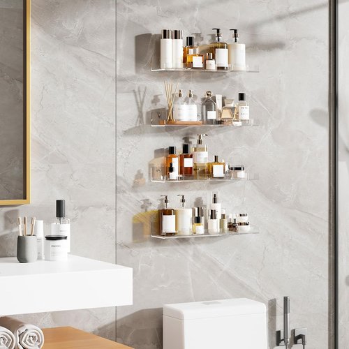 Dooiclear Floating Wall Shelves - 15" Clear Acrylic Book Display Shelf | Versatile Organizer for Any Room