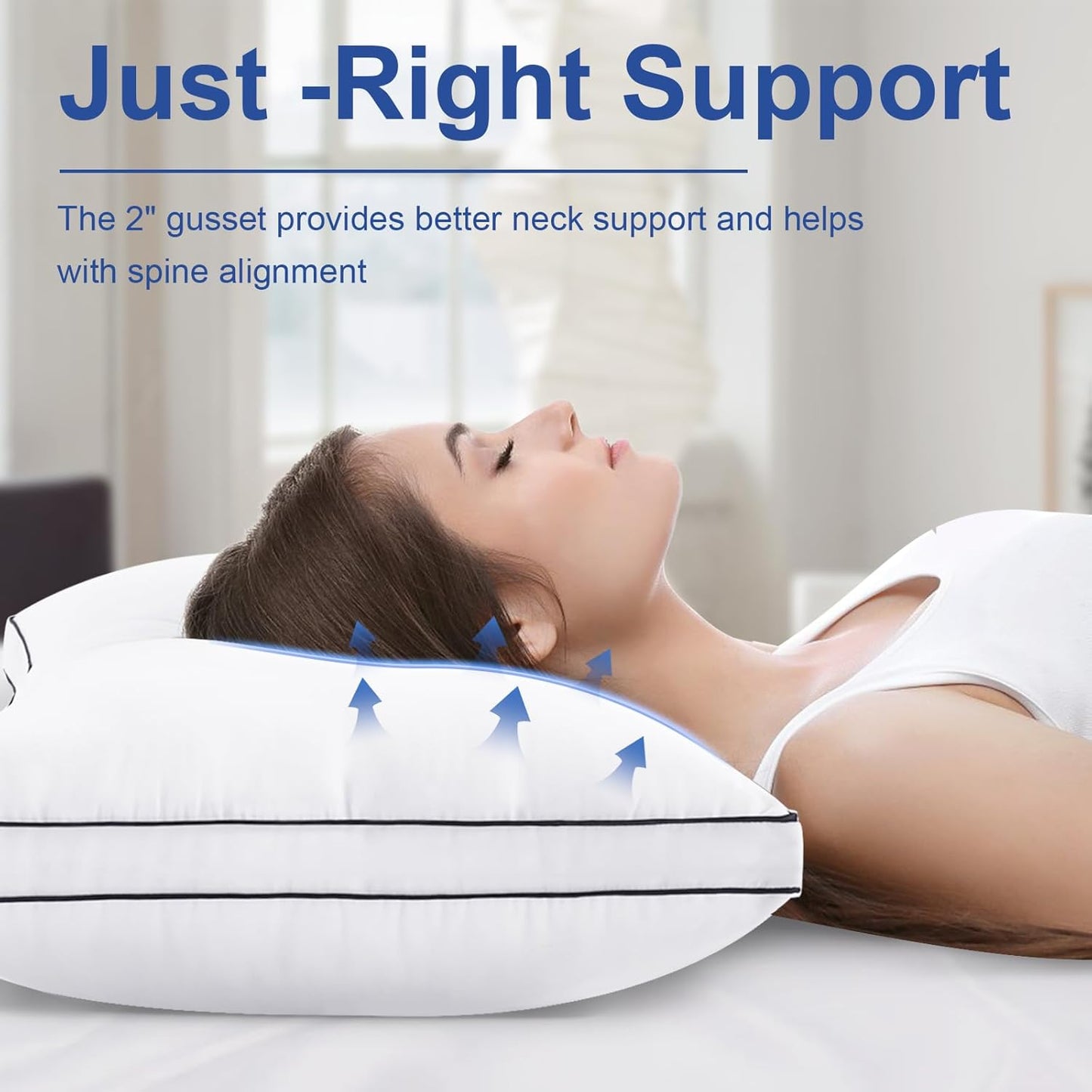 Skiennix Premium Queen Size Pillows - Fluffy 7D Down Alternative | Luxury Soft Gusseted Design for All Sleepers