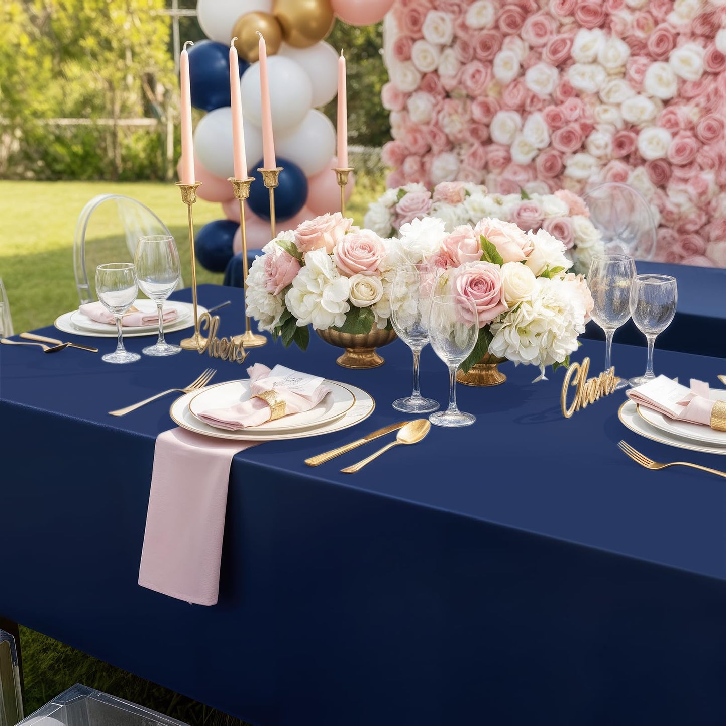 Smiry Disposable Table Cloth 3 Pack, 54 x 108 Inch Waterproof Plastic Tablecloth, Decorative Rectangle Table Covers for Party, Birthday, Picnic, Navy