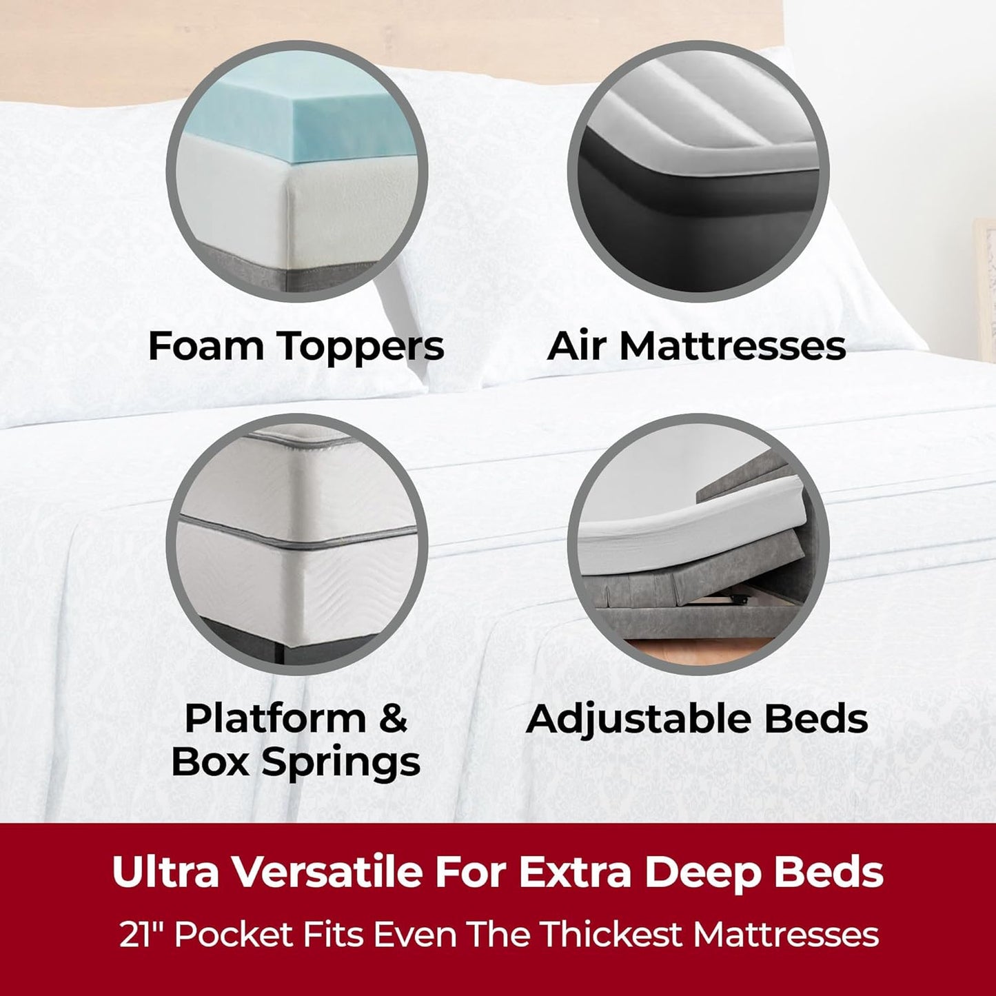 Mellanni Extra Deep California King Sheets - Luxury Cooling Bedding - Ultra Soft & Wrinkle Resistant (Cal King, Laced Sky Blue)