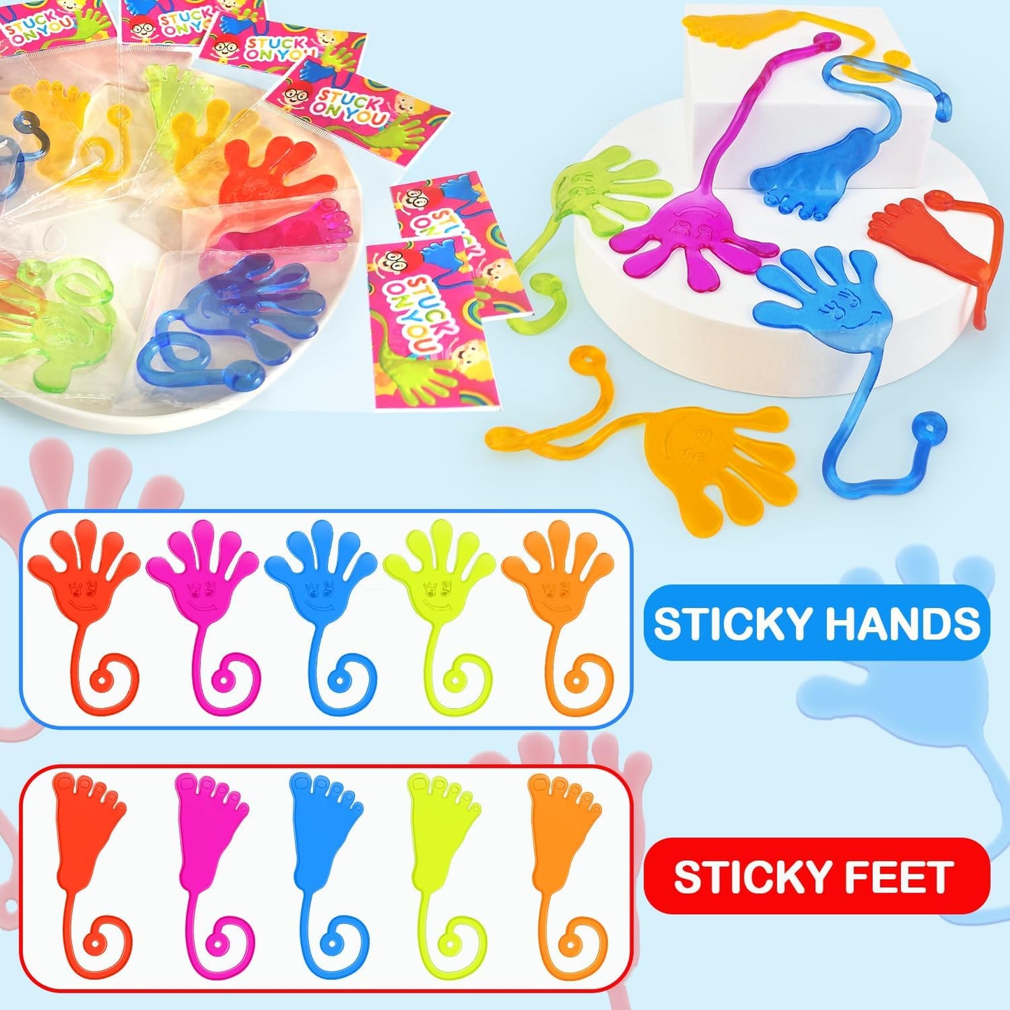 Skiennix Large Sticky Hands & Feet Party Favors - 20 PCS Non-Candy Goodie Bag Stuffers for Kids