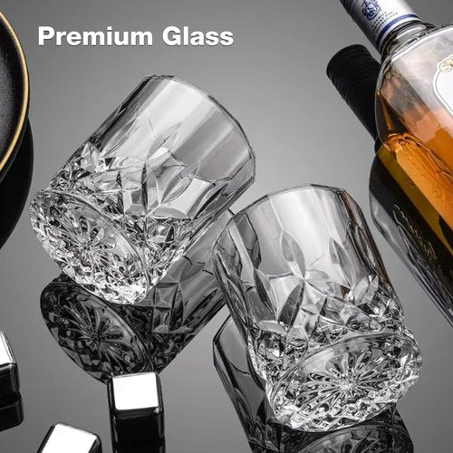 Hlukana Luxury Box Old Fashioned Whiskey Glasses Set of 4, 11 OZ Cocktail Glasses, Bourbon Rocks Scotch Glasses, Barware for Scotch Rum Vodka Liquor, Gifts for Men Father Grandfather Boss
