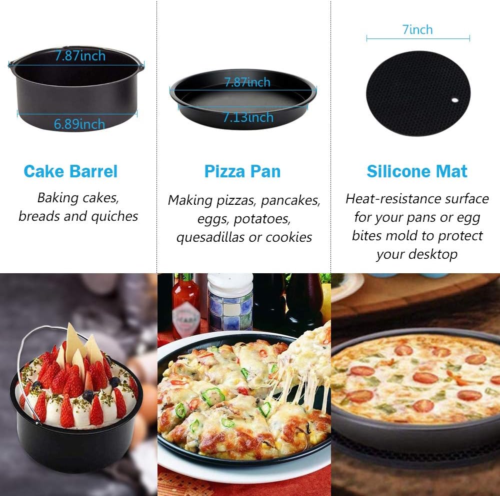 Phillips Air Fryer Accessories Set - 7-Piece Kit with Egg Bites Mold, Pizza Pan & More for 3.5Qt-5.8Qt Models