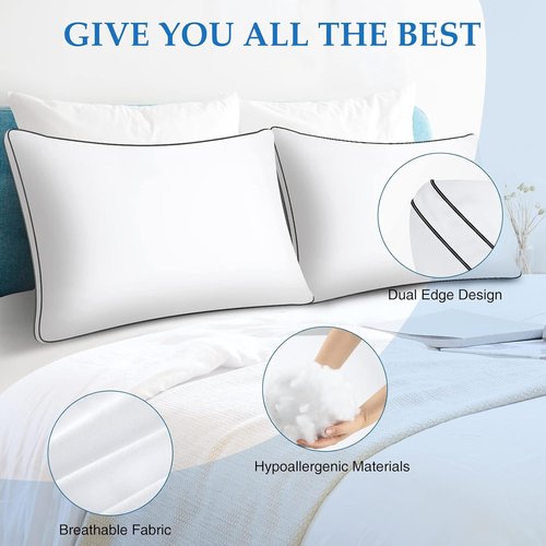 DolceLuna Queen Size Pillows - Set of 2 Soft Down Alternative Luxury Pillows for Side & Back Sleepers