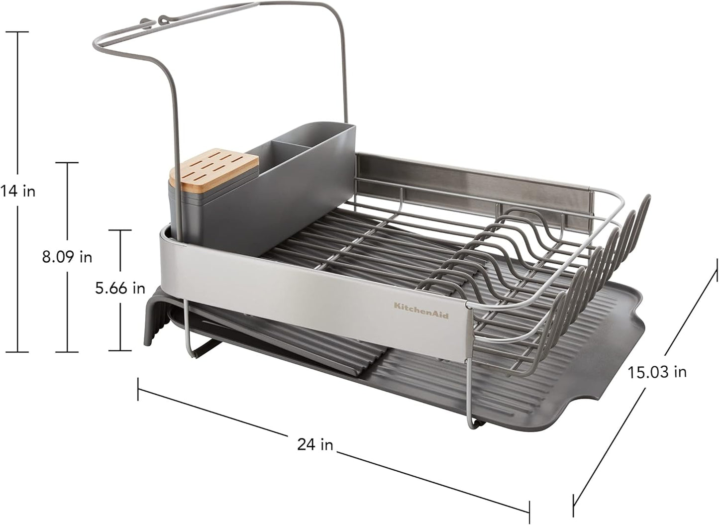 KitchenAid Dish Rack - Expandable, Rust Resistant, Self-Draining Design | 24-Inch, Charcoal Color