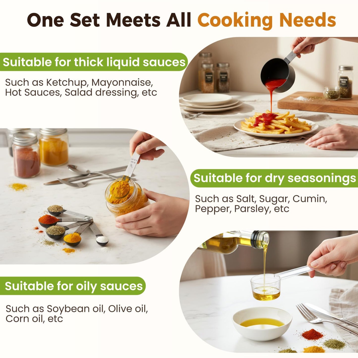 16PCS Measuring Cups and Spoons Set, Measuring Spoon Set with Metric and US Measurements, Fits for Measuring Dry and Liquid - Black