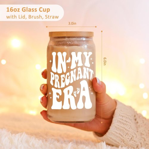 Fairy's Gift Iced Coffee Cup for Pregnant Women - Cute 16 oz Glass for New Moms | Perfect Pregnancy Gift