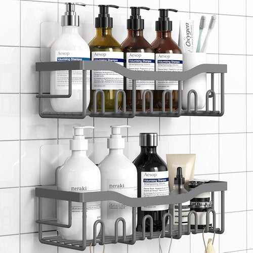 EUDELE Shower Caddy - 2 Pack Adhesive Organizer for Bathroom & Kitchen Storage | Rustproof Stainless Steel