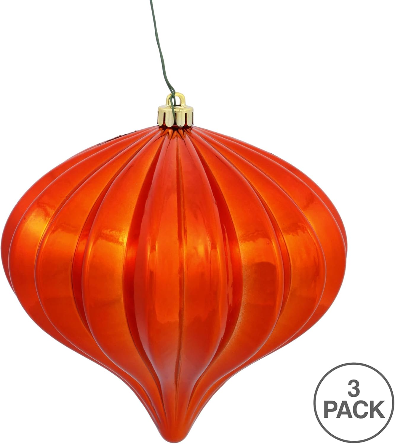 Burnished Orange Matte Onion Christmas Ornaments - UV Treated, Set of 3 by Vickerman
