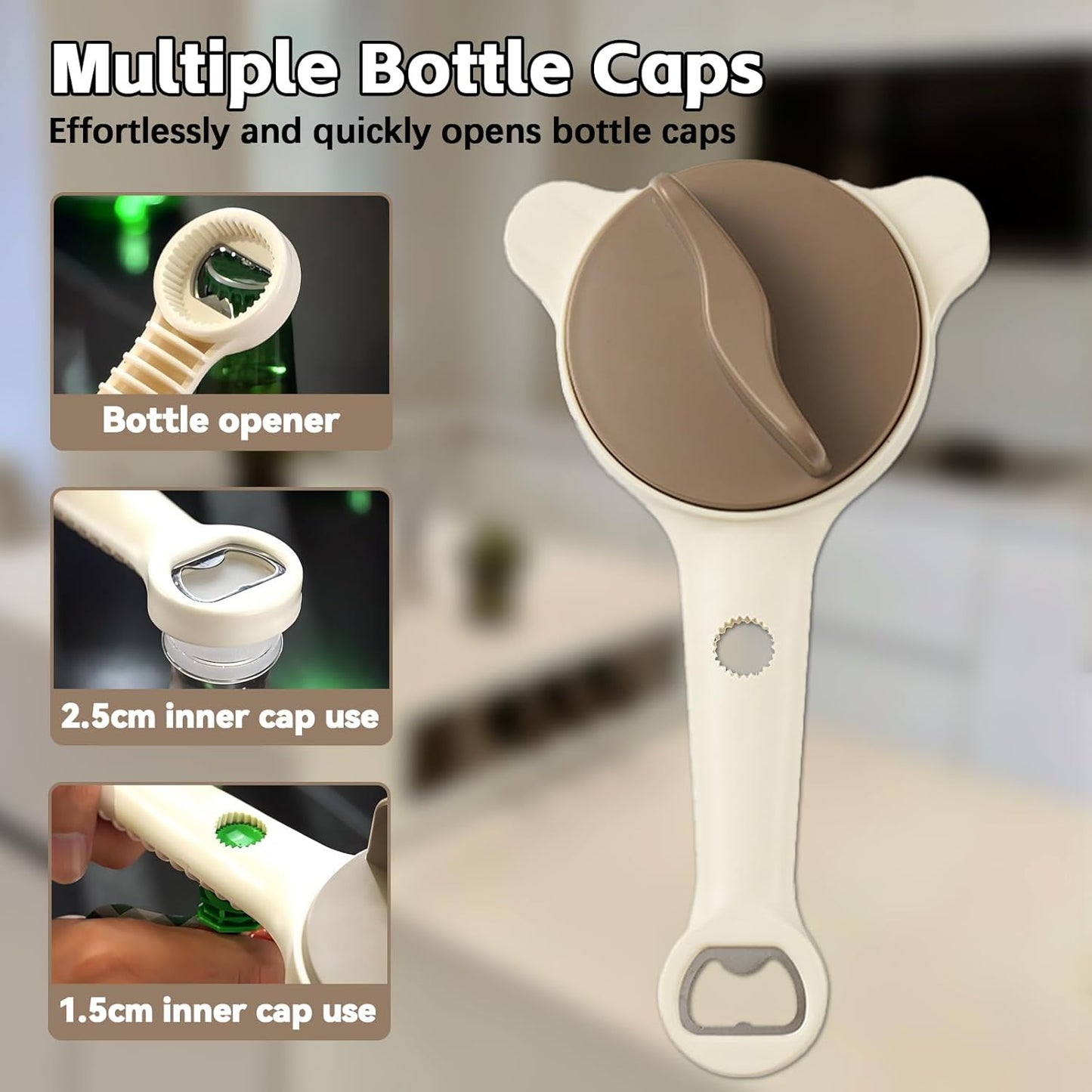Skiennix Jar Opener - 4 in 1 Multi-Purpose Adjustable Stainless Steel Lid Remover for Seniors & Arthritis | Fits Jars, Bottles & Cans