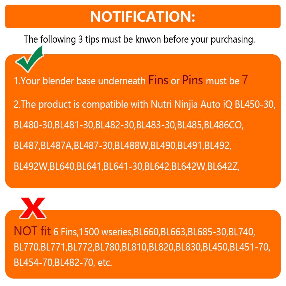 [Upgraded] Replacement 24oz Cups for Nutri Ninja Blenders, Cups with 7 Fins Replacement Extractor Blade Parts fit Ninja Auto iQ BL682-30 BL642-30 BL450-30 BL455-30 BL456-30 BL482-30 BL687CO-30 etc.