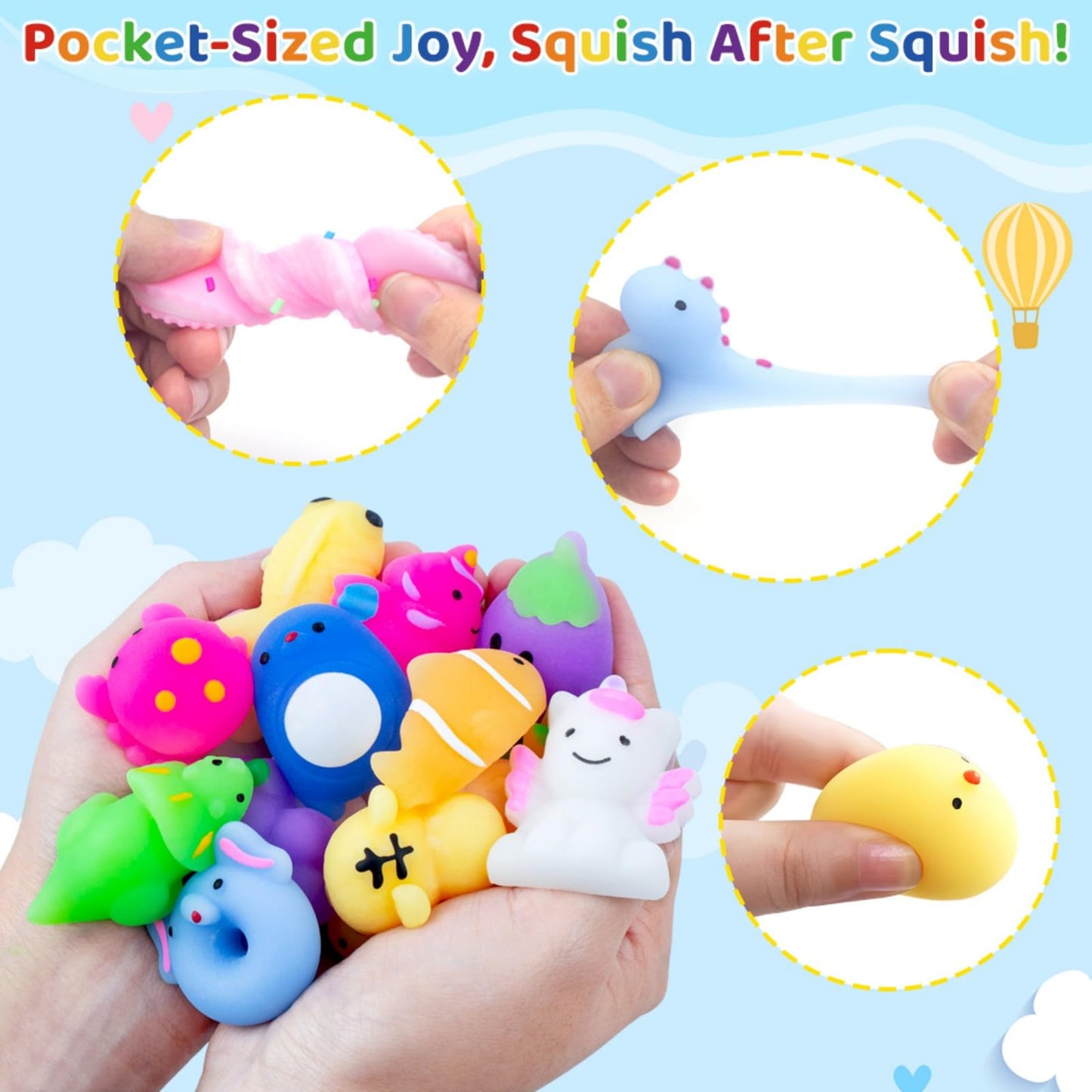 80 Packs Mochi Squishies Kawaii Mini Toys Party Favors for Kids 8-12 Fufu Squishy Treasure Box Slow Rising Animal Fidget Toys Bulk for Classroom Prizes Set Goodie Bags pinata bucket Mother's Day